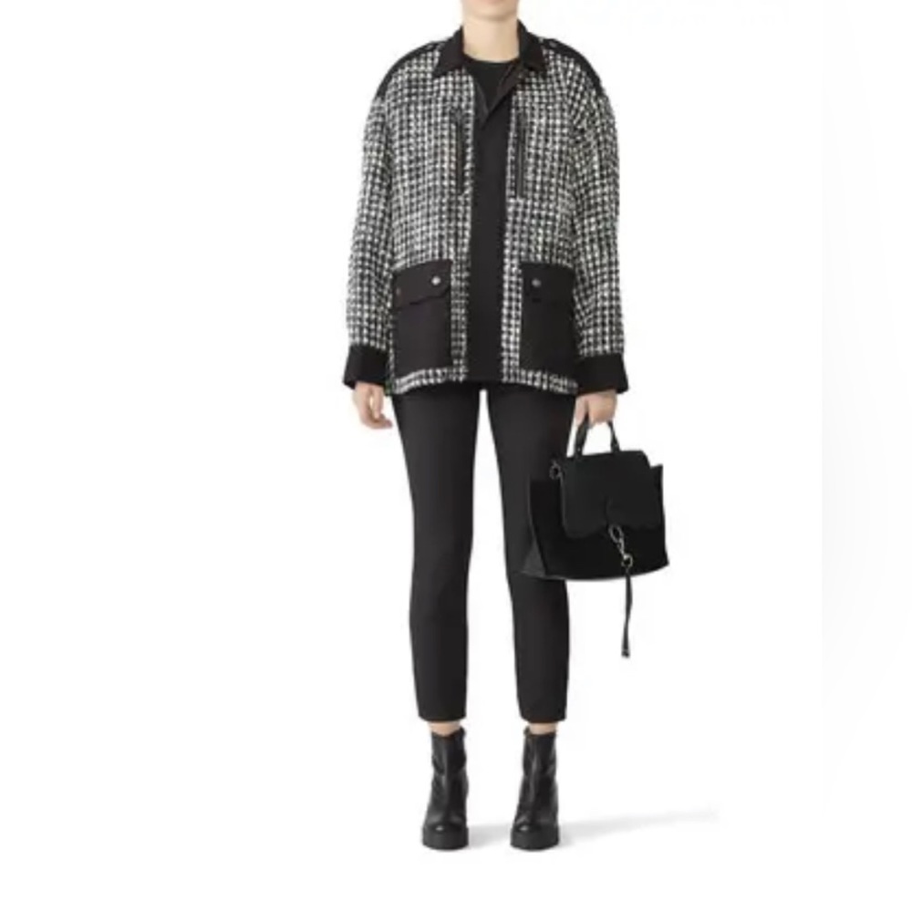 THE KOOPLES Garden Tweedy Pockets Full Zip Black Gray Jacket Small